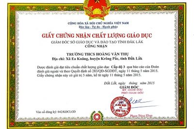 TRƯỜNG THCS HOÀNG VĂN THỤ ĐẠT CHẤT LƯỢNG GIÁO DỤC GIAI ĐOẠN 2015 – 2020
